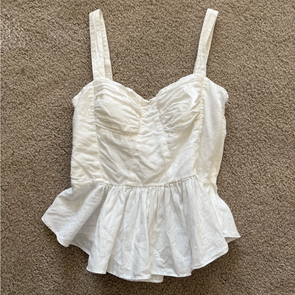 Women’s vintage y2k juicy couture linen strap boho peplum tank cami top size 2